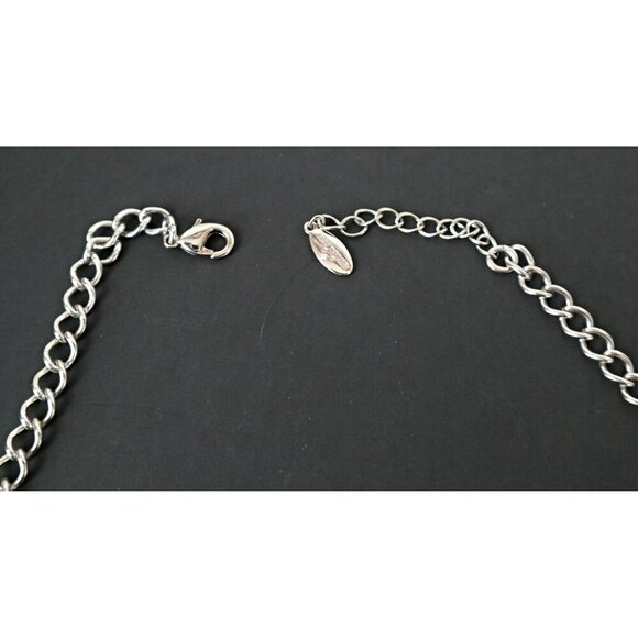 Ann Taylor Silver Tone Faux Pearl & Rhinestone Statement Necklace 19" - Picture 4 of 4